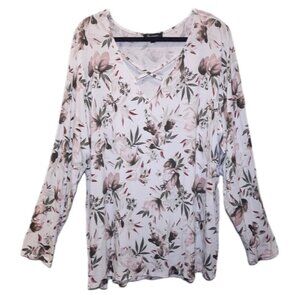 3/$20 Lily Morgan Floral Long Sleeve Blouse Strappy Crossover Vneck Spring Top